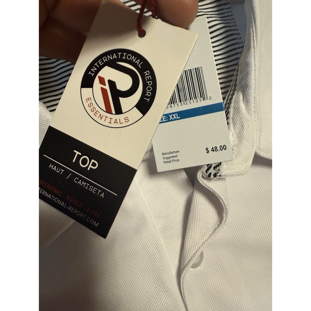 International Report Essentials Men's Polo Shirt White Xxl Golf NWT - Picture 4 of 6